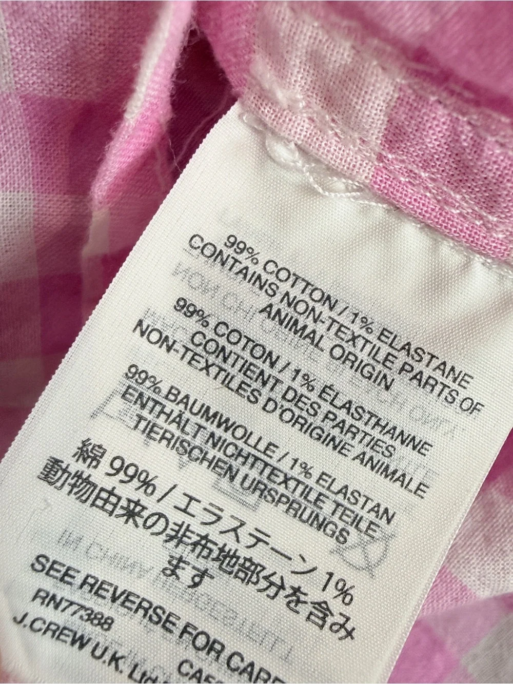 J. Crew Pink Gingham Button-Down Shirt 10